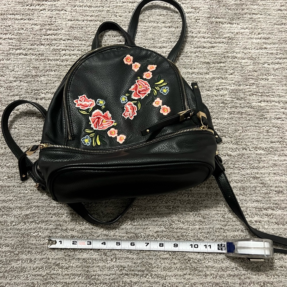 Urban Expressions Floral Embroidered Black Backpack